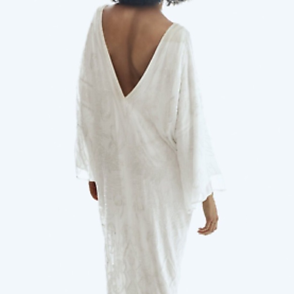 ZARA NWT beaded white tunic dress